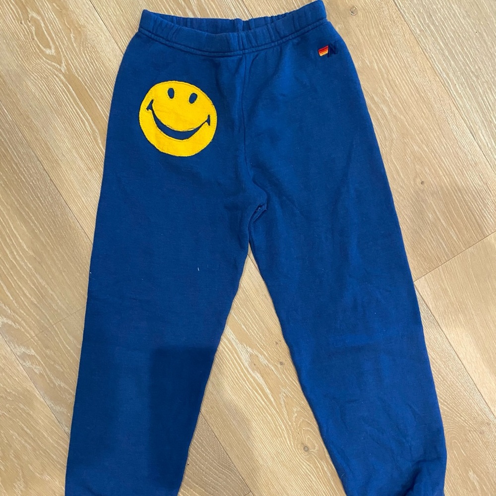 Aviator Nation Blue Smiley-face sweatpants